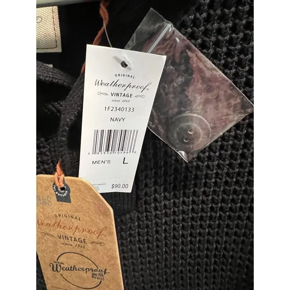 NEW Classic Weatherproof Vintage Navy Pullover Men’s Sweater Size L